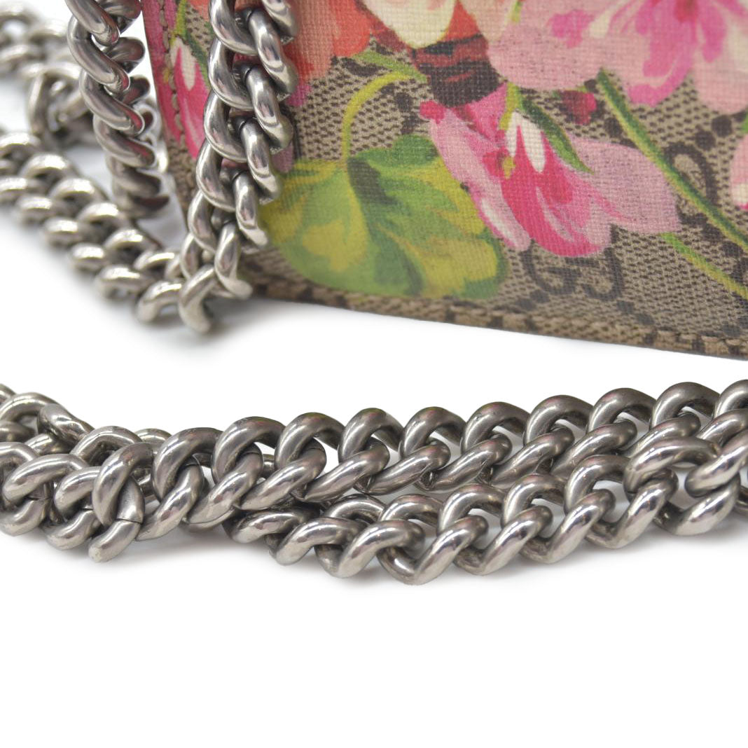 $1690 Gucci GG Supreme Monogram Blooms Mini Dionysus Shoulder Bag Beige Multicolor Dry Rose