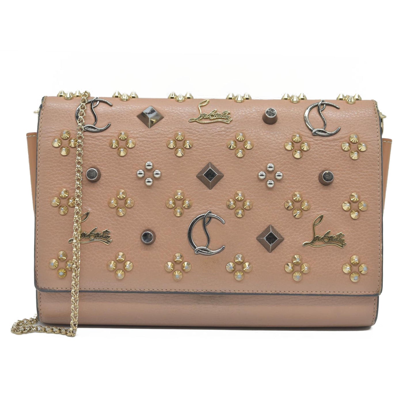 $1590 Christian Louboutin loubinthesky paloma clutch crossbody beige