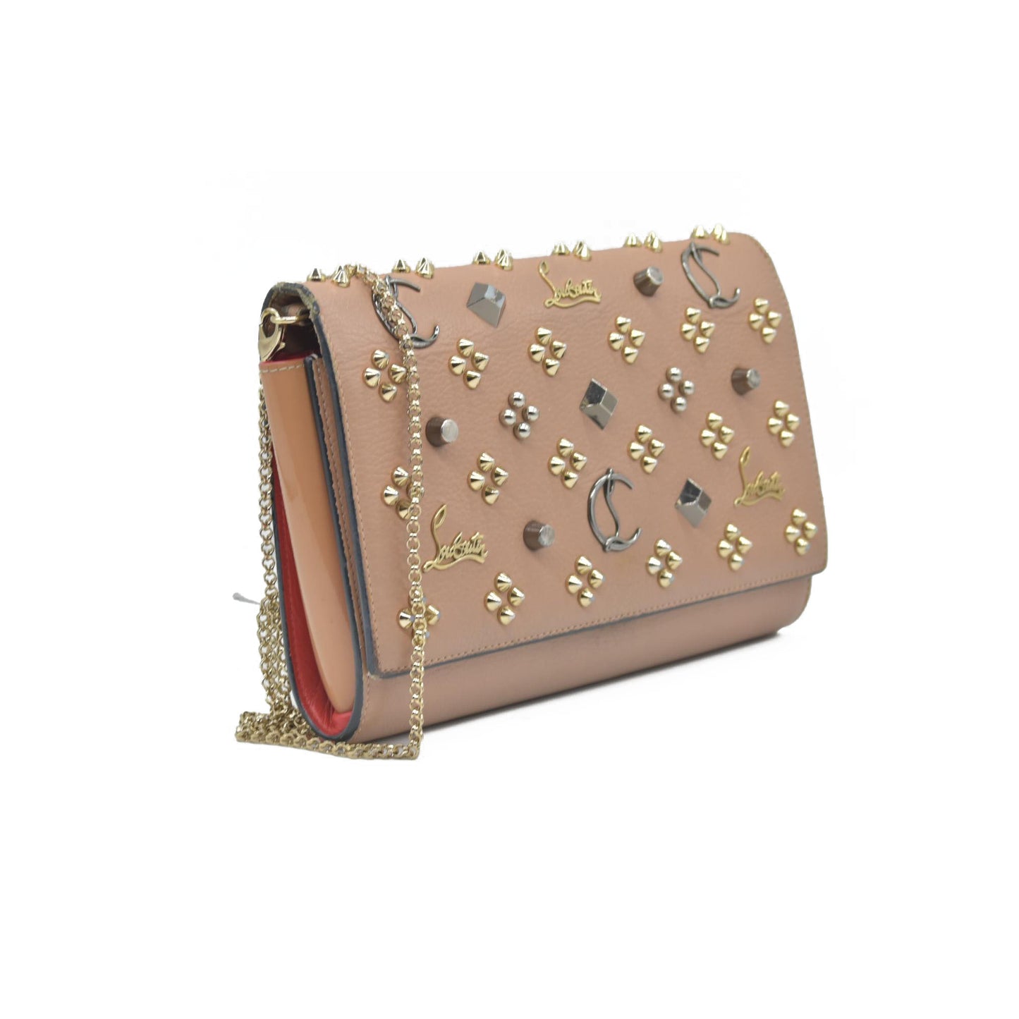 $1590 Christian Louboutin loubinthesky paloma clutch crossbody beige