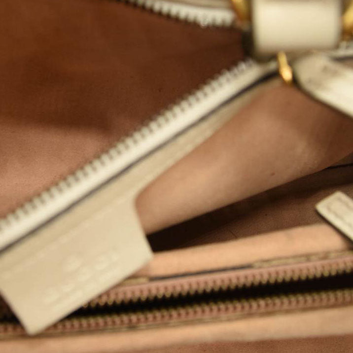 GUCCI Calfskin Matelasse Small GG Marmont Tote White