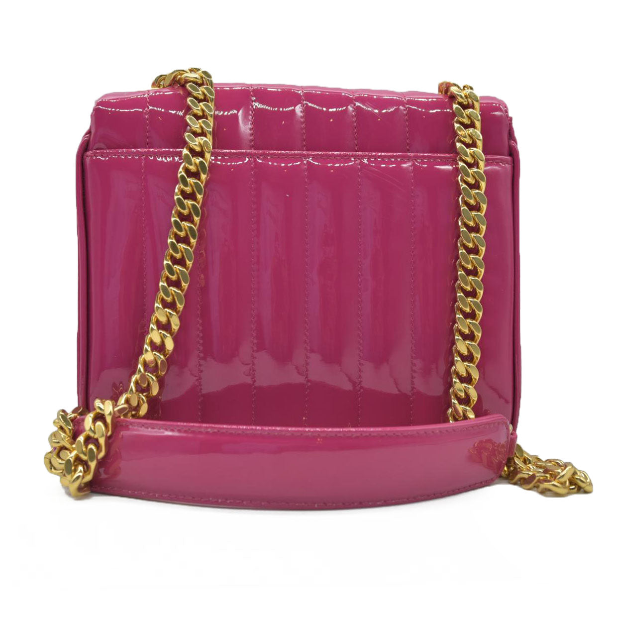 $2590 Saint Laurent Patent Calfskin Matelasse Monogram Medium Vicky Chain Bag Pink