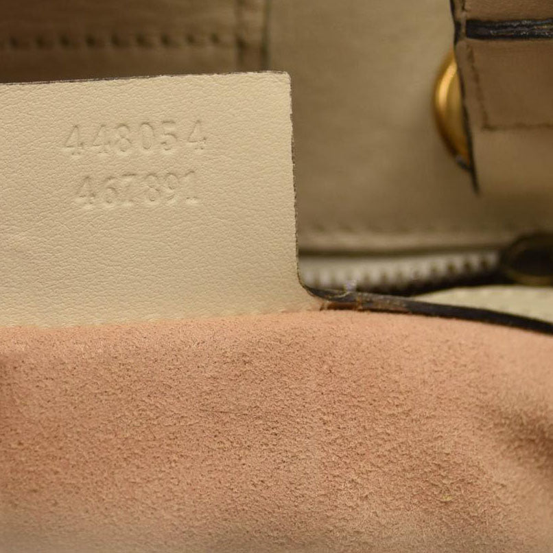 GUCCI Calfskin Matelasse Small GG Marmont Tote White