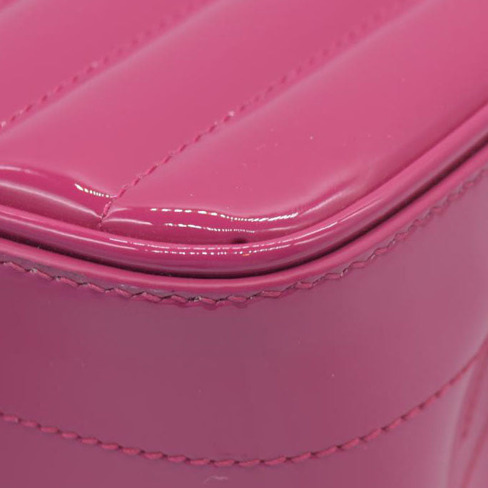 $2590 Saint Laurent Patent Calfskin Matelasse Monogram Medium Vicky Chain Bag Pink