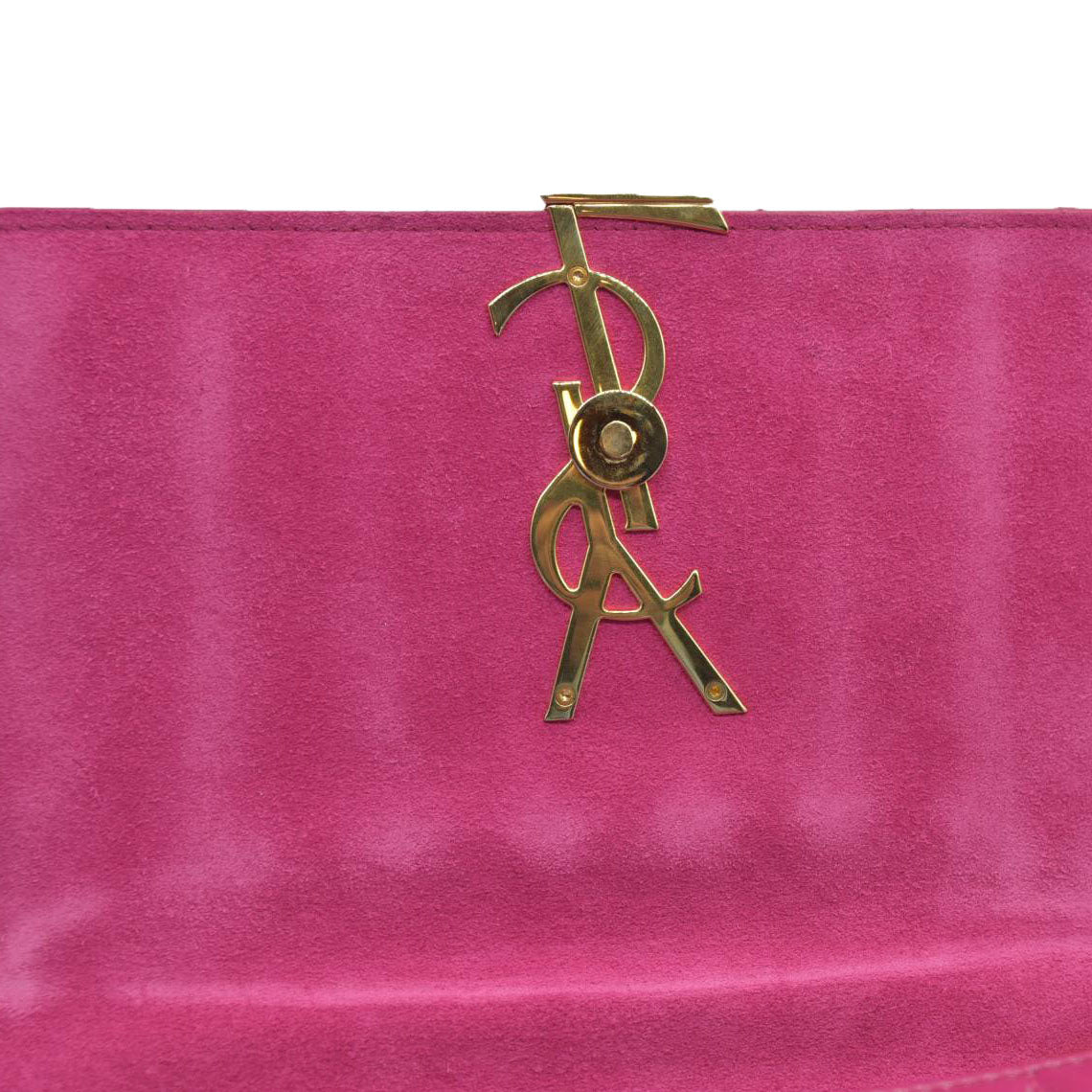 $2590 Saint Laurent Patent Calfskin Matelasse Monogram Medium Vicky Chain Bag Pink