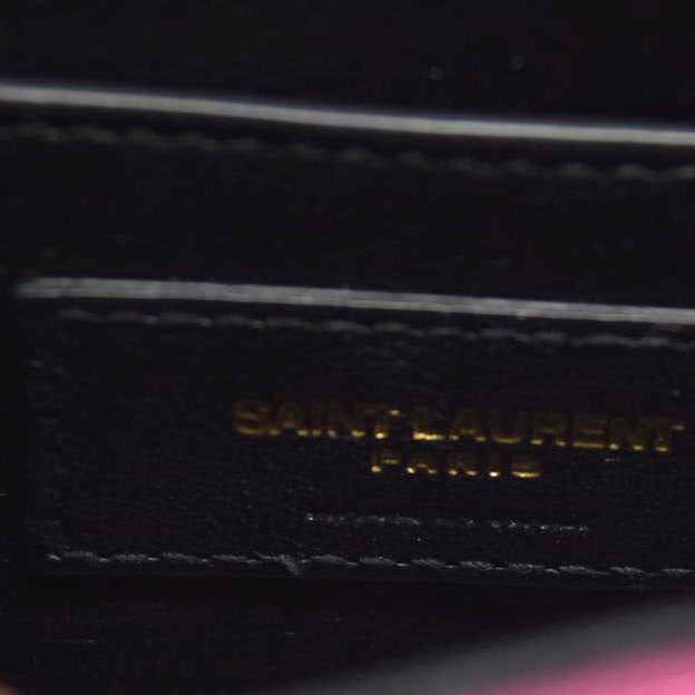 $2590 Saint Laurent Patent Calfskin Matelasse Monogram Medium Vicky Chain Bag Pink