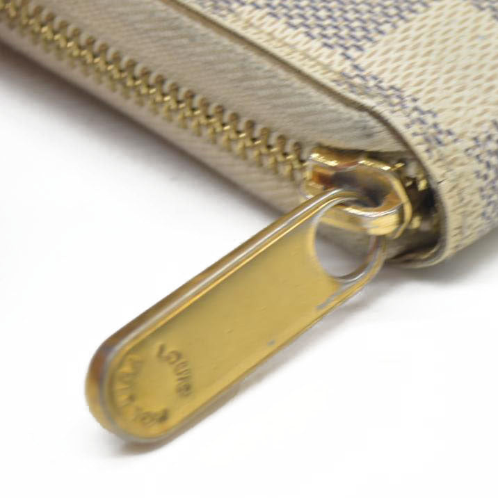 AUCTION $915 Louis Vuitton Damier Azur Zippy Zip Around Long Wallet Purse White CA1132