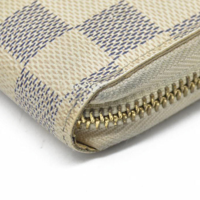 AUCTION $915 Louis Vuitton Damier Azur Zippy Zip Around Long Wallet Purse White CA1132