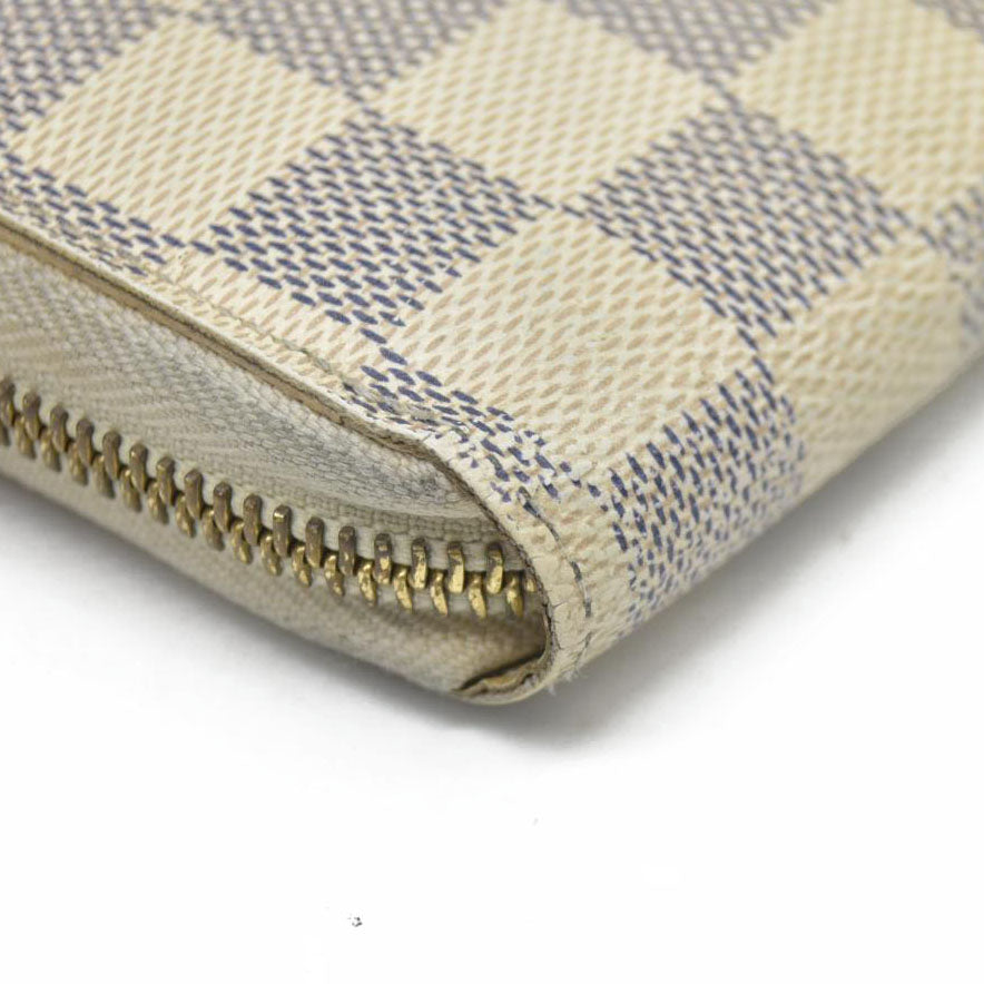 AUCTION $915 Louis Vuitton Damier Azur Zippy Zip Around Long Wallet Purse White CA1132
