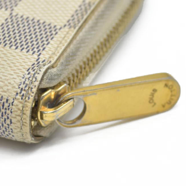 AUCTION $915 Louis Vuitton Damier Azur Zippy Zip Around Long Wallet Purse White CA1132
