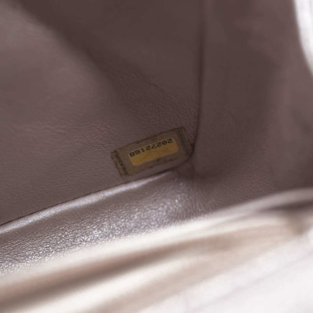 $5200 Chanel Metallic Lambskin Quilted Mini Square Flap Pink Purple