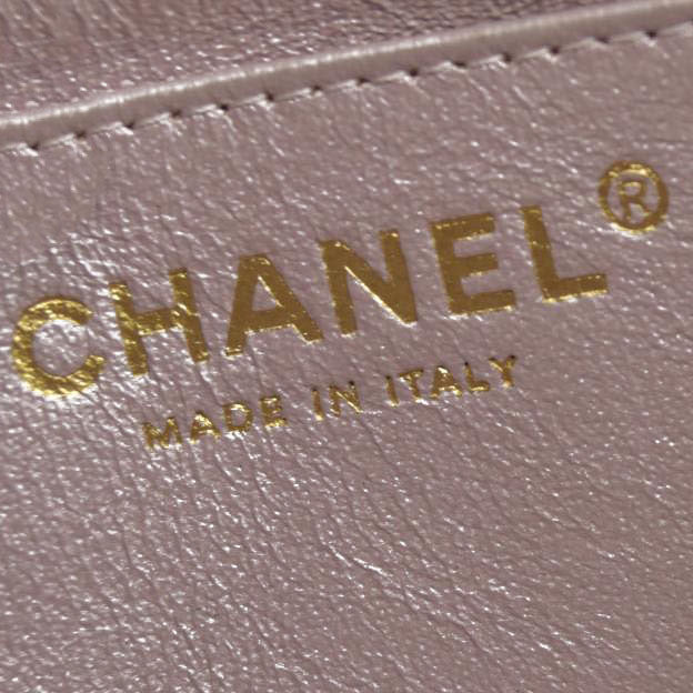 $5200 Chanel Metallic Lambskin Quilted Mini Square Flap Pink Purple