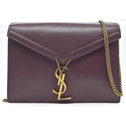$2550 Saint Laurent Smooth Calfskin Monogram Cassandra Clasp Bag Burgundy