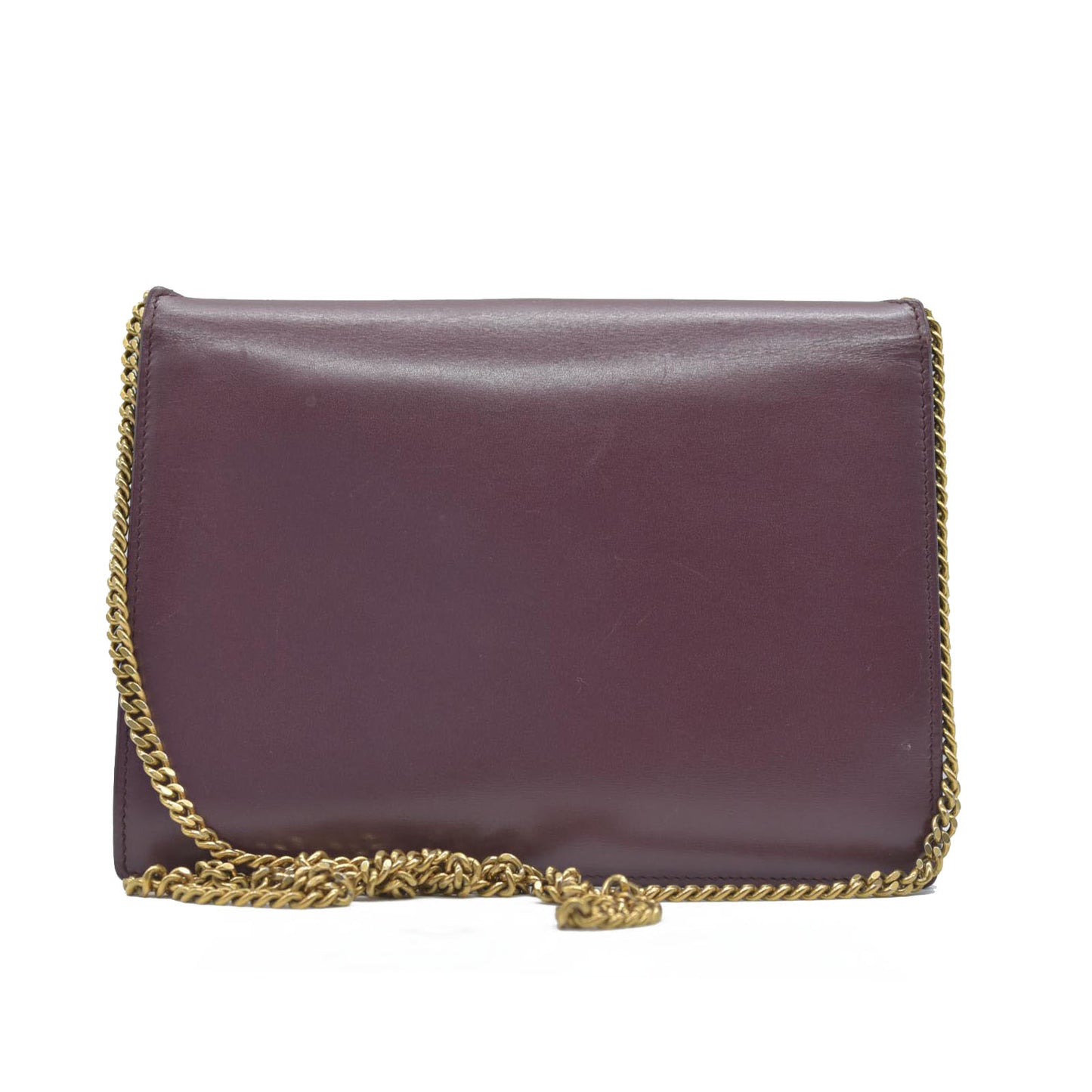 $2550 Saint Laurent Smooth Calfskin Monogram Cassandra Clasp Bag Burgundy