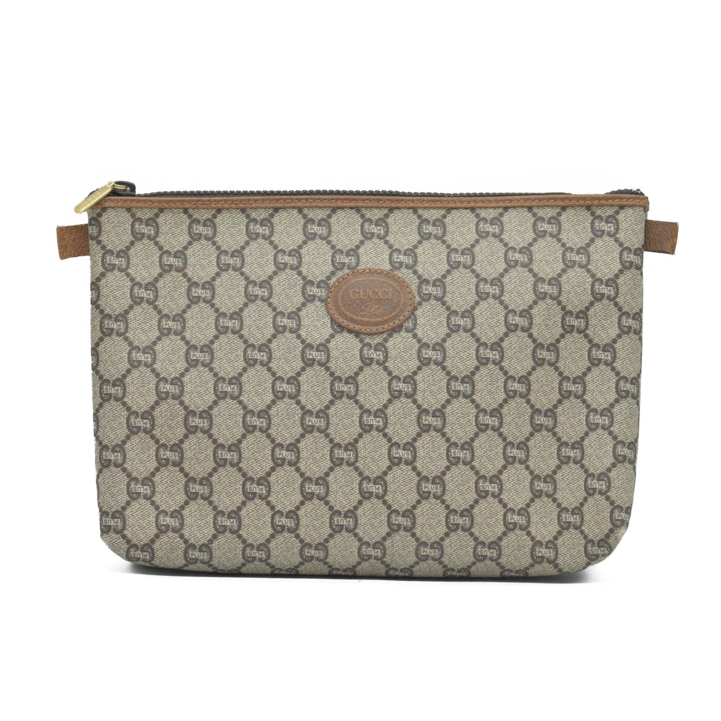 $880 Gucci GG Gucci Plus PVC Leather Pouch Clutch Bag