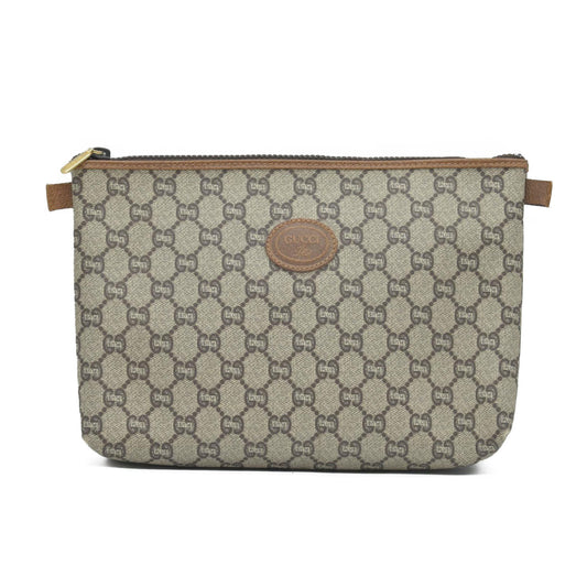 $880 Gucci GG Gucci Plus PVC Leather Pouch Clutch Bag