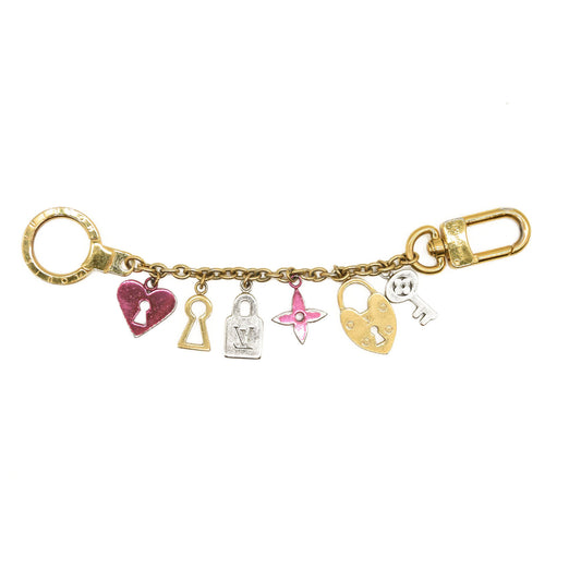 LOUIS VUITTON Love Lock Heart Key Chain Bag Charm