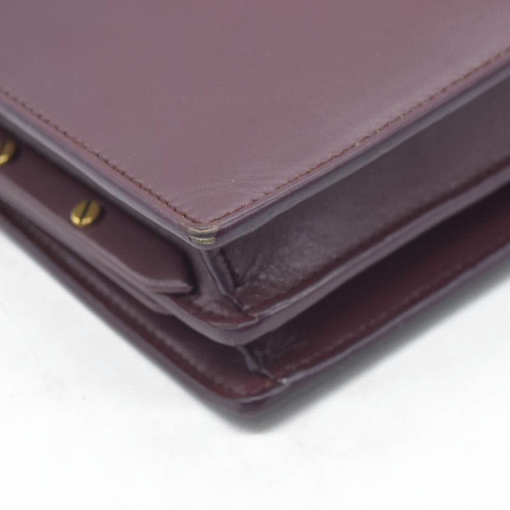 $2550 Saint Laurent Smooth Calfskin Monogram Cassandra Clasp Bag Burgundy