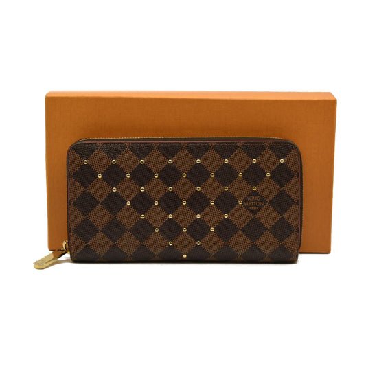 LOUIS VUITTON  Damier Ebene Studded Zippy Wallet Cherry MI1148