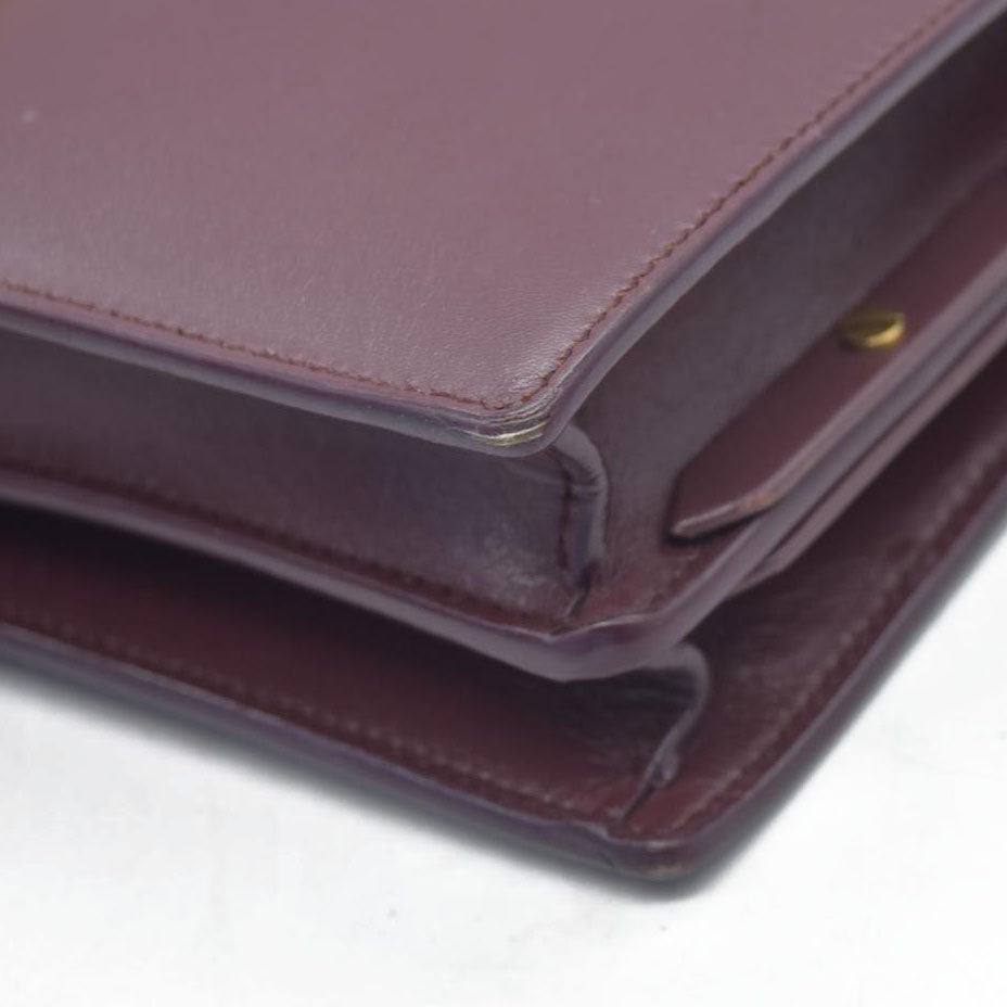 $2550 Saint Laurent Smooth Calfskin Monogram Cassandra Clasp Bag Burgundy