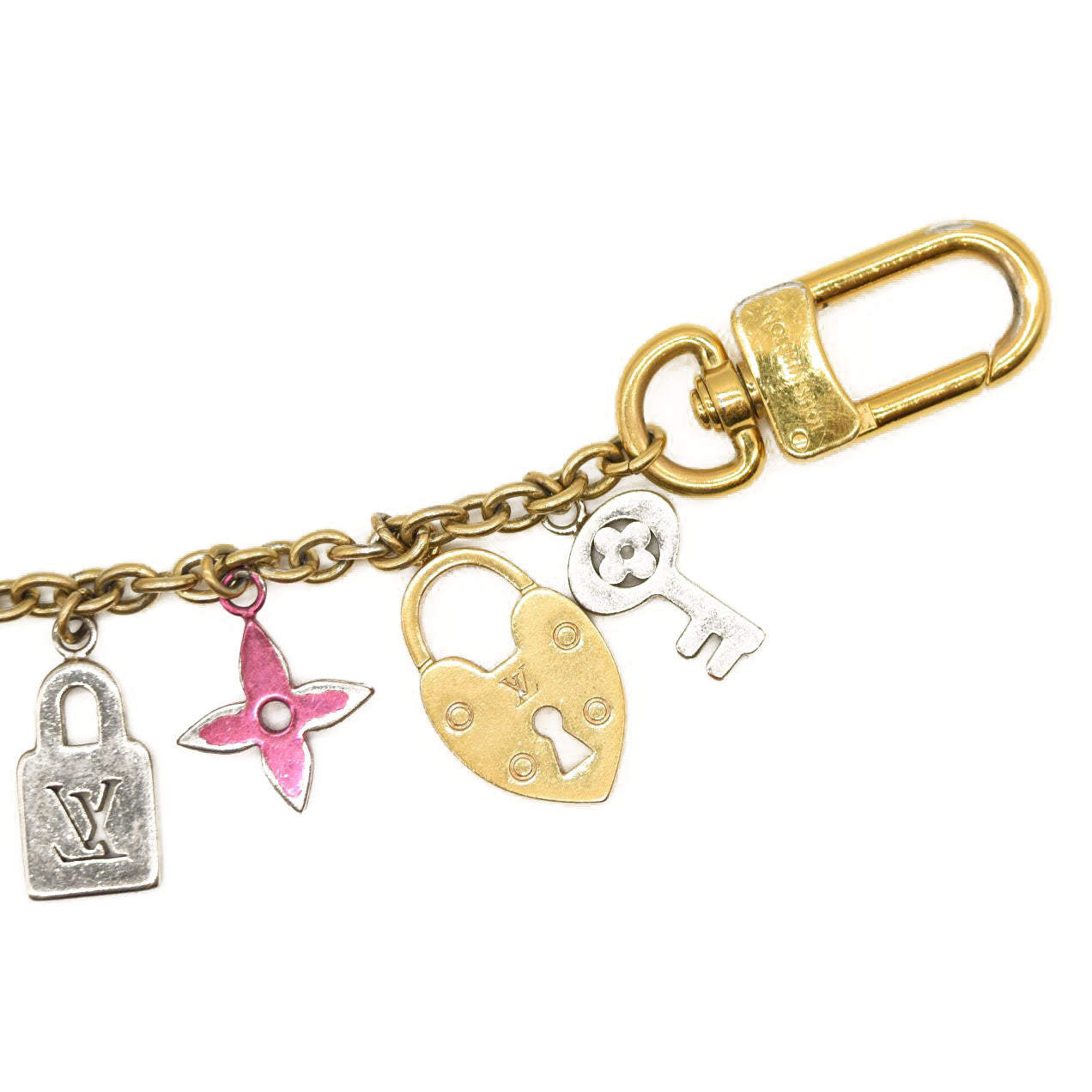 LOUIS VUITTON Love Lock Heart Key Chain Bag Charm