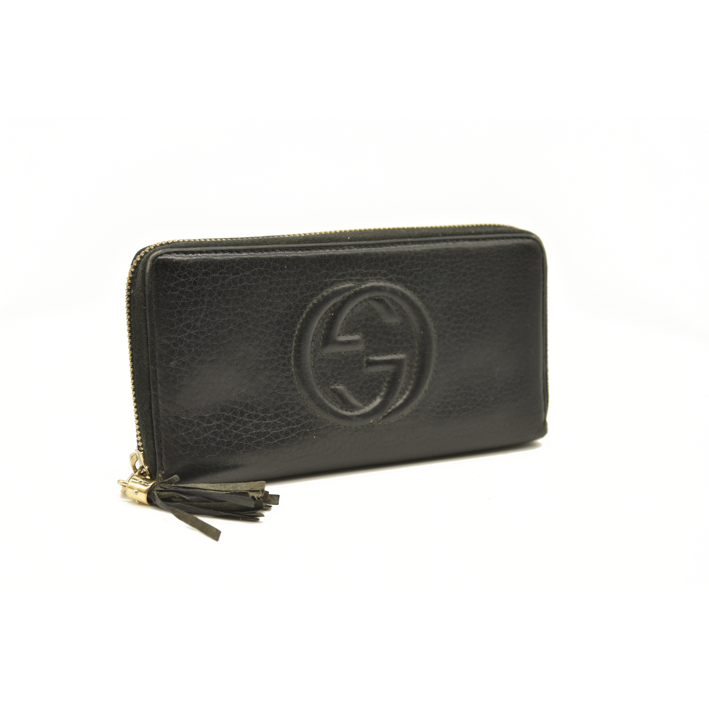 Gucci  Pebbled Calfskin Soho Zip Around Wallet Black