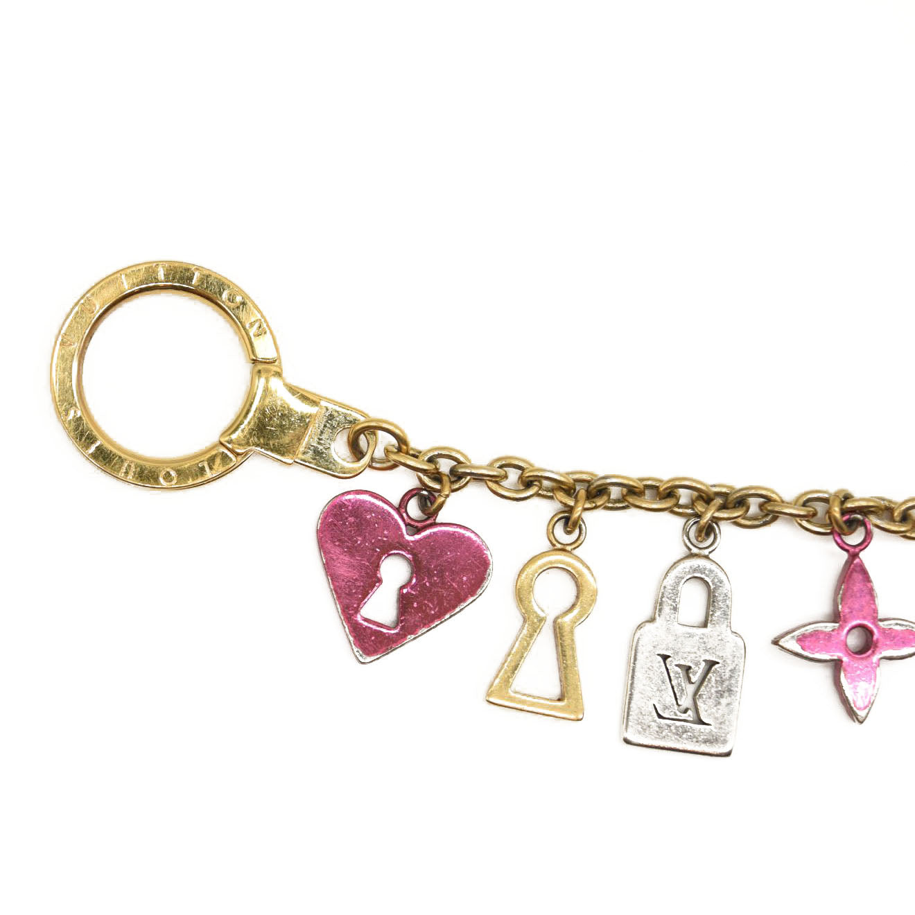 LOUIS VUITTON Love Lock Heart Key Chain Bag Charm