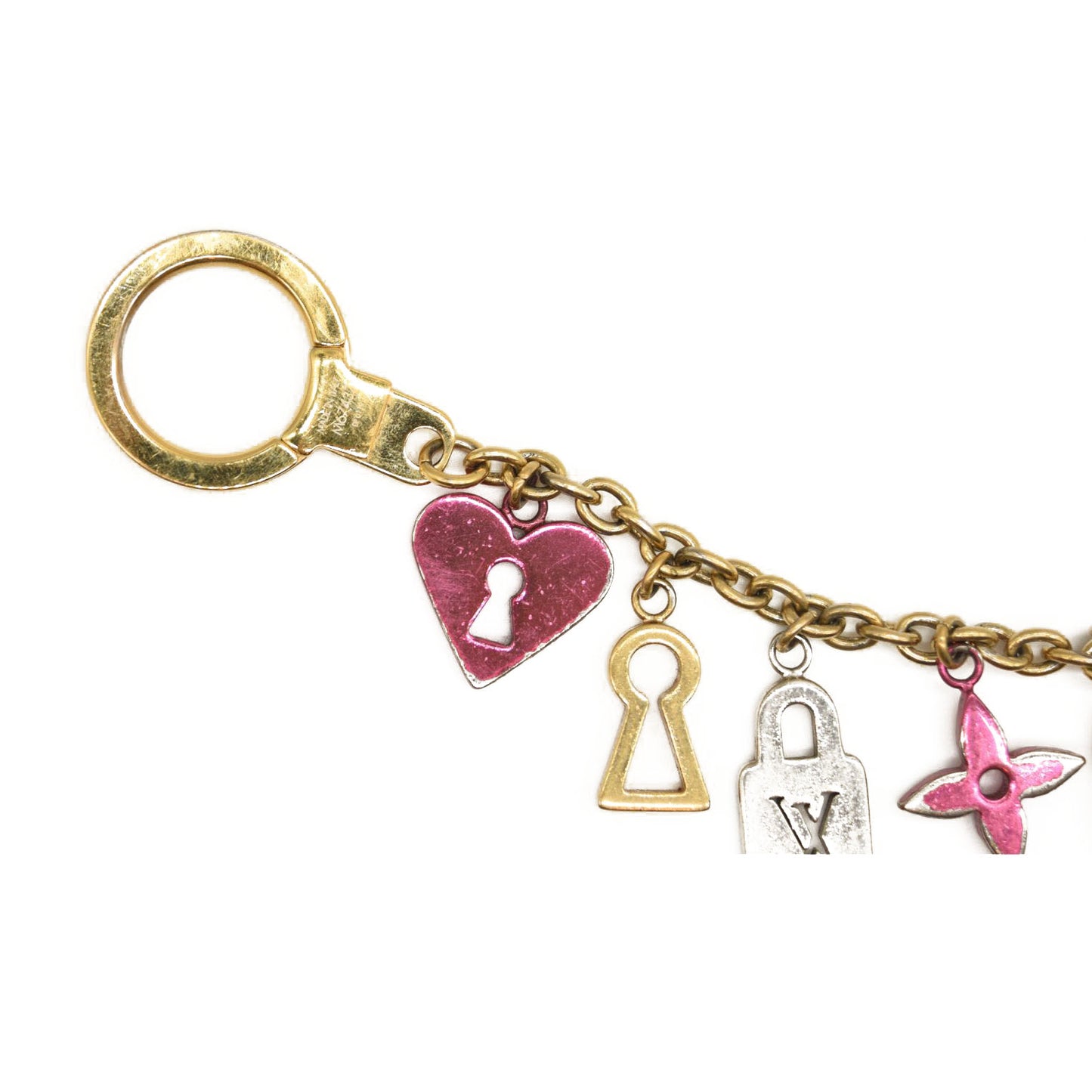 LOUIS VUITTON Love Lock Heart Key Chain Bag Charm