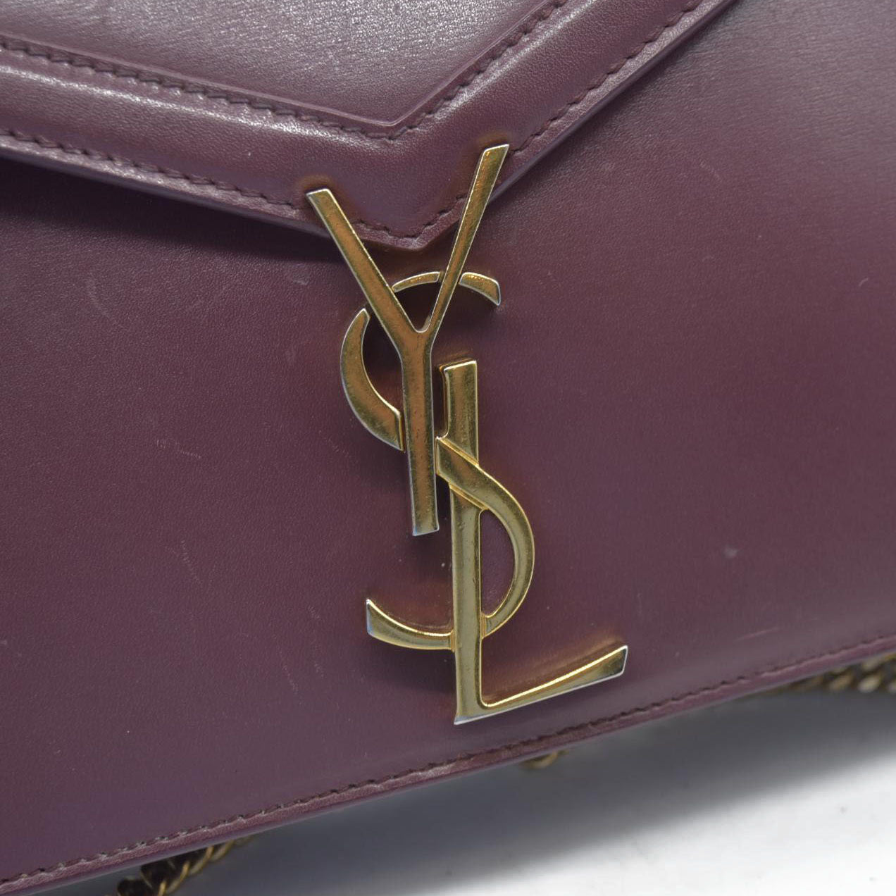 $2550 Saint Laurent Smooth Calfskin Monogram Cassandra Clasp Bag Burgundy