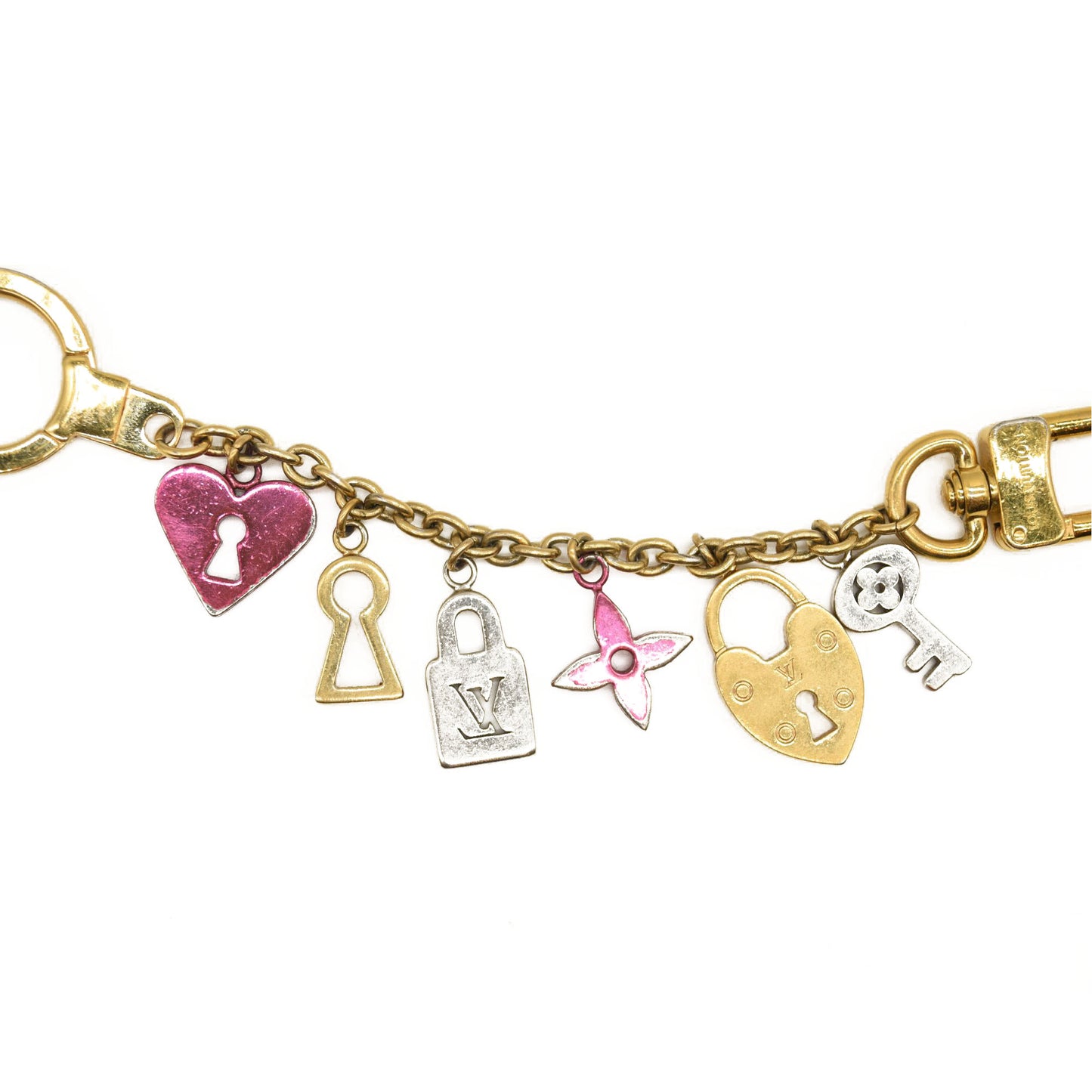 LOUIS VUITTON Love Lock Heart Key Chain Bag Charm