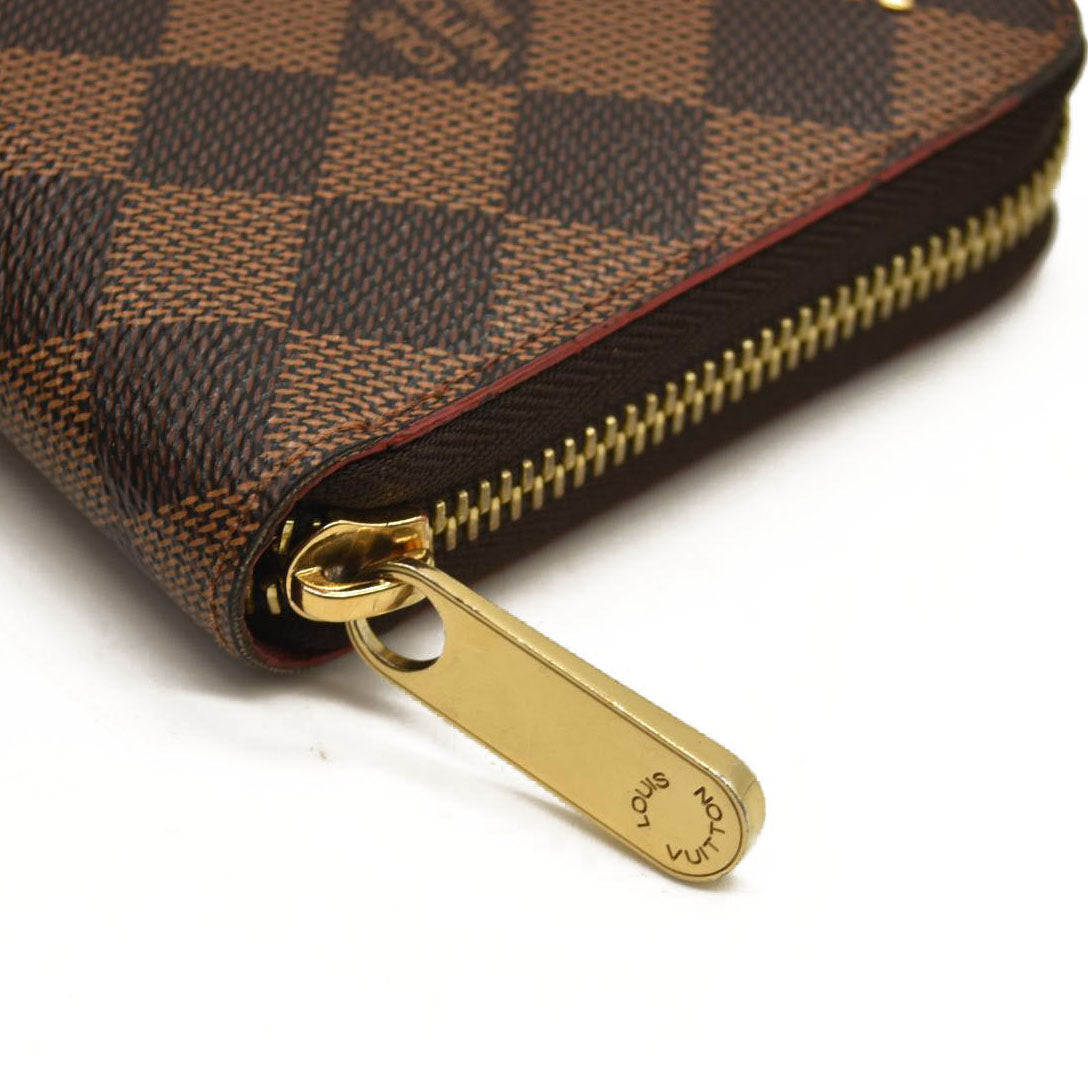 LOUIS VUITTON  Damier Ebene Studded Zippy Wallet Cherry MI1148