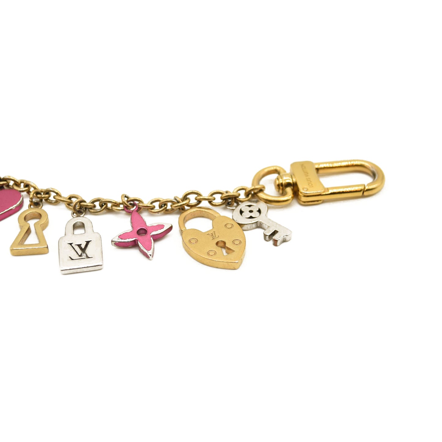 LOUIS VUITTON Love Lock Heart Key Chain Bag Charm