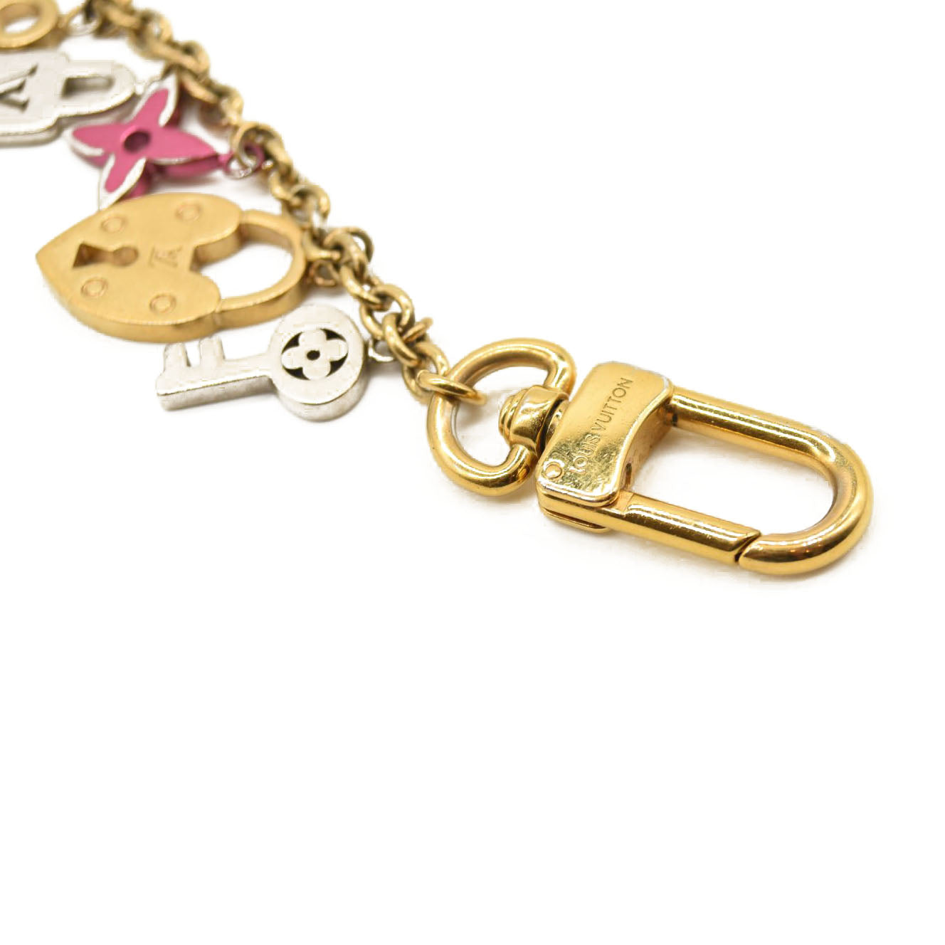 LOUIS VUITTON Love Lock Heart Key Chain Bag Charm