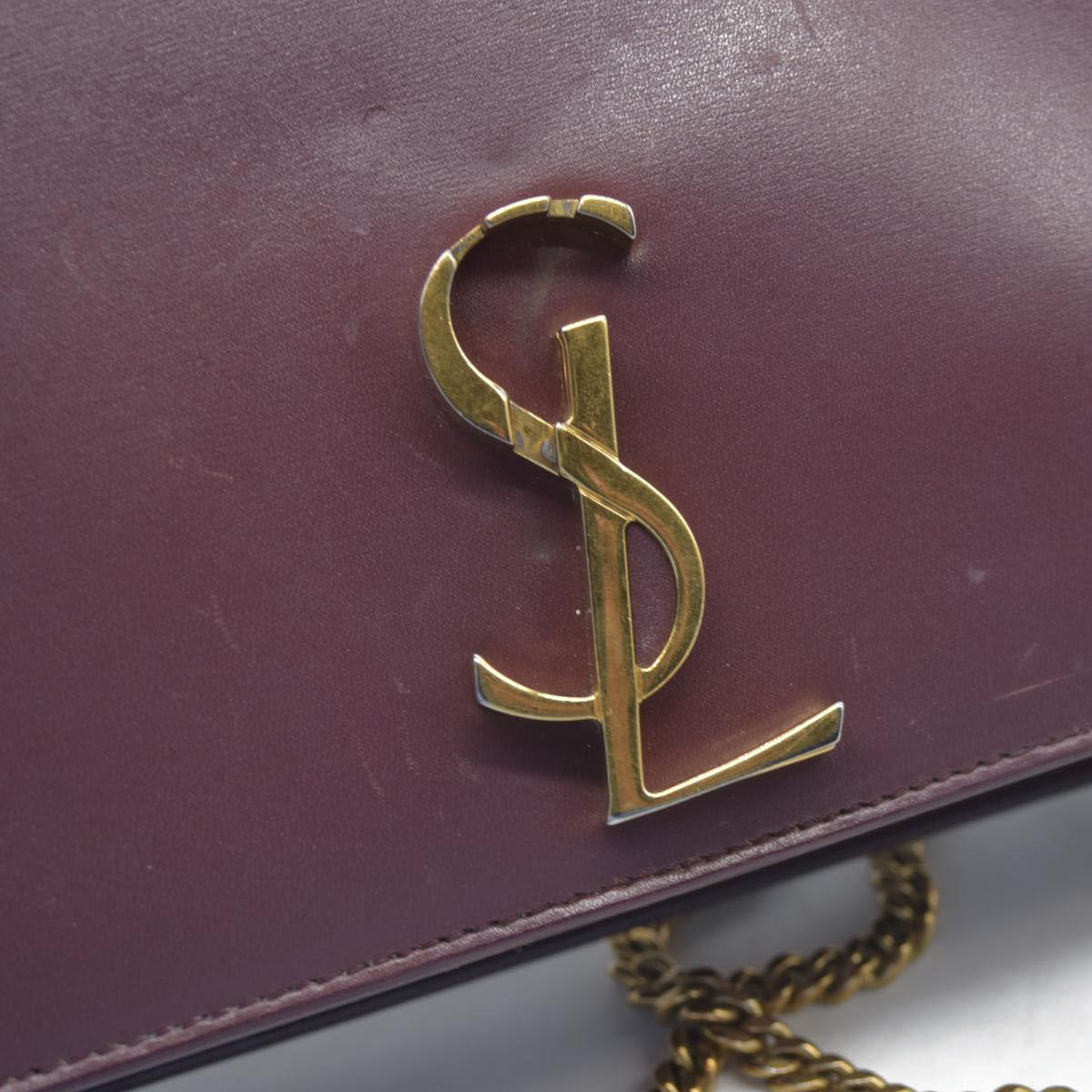 $2550 Saint Laurent Smooth Calfskin Monogram Cassandra Clasp Bag Burgundy