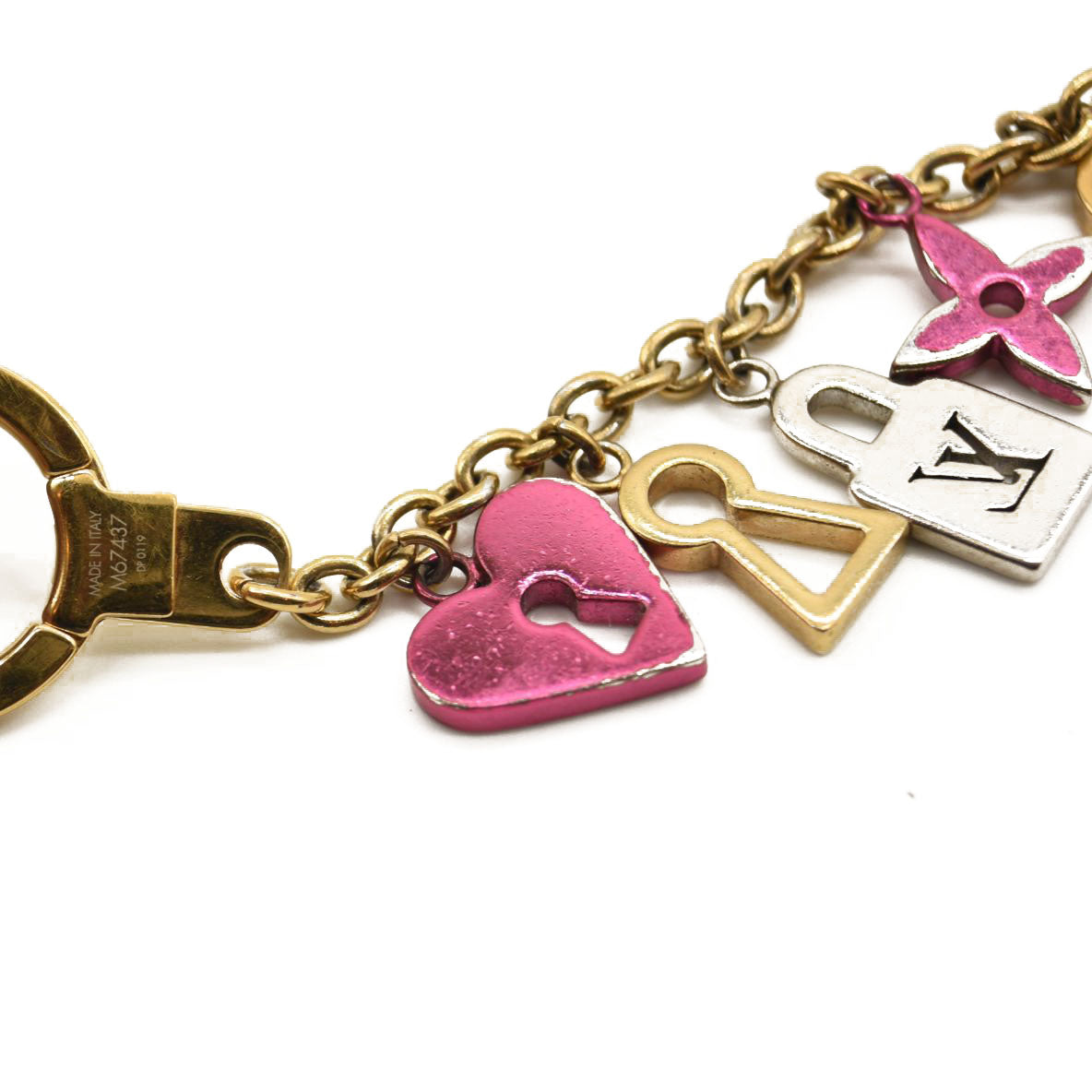 LOUIS VUITTON Love Lock Heart Key Chain Bag Charm