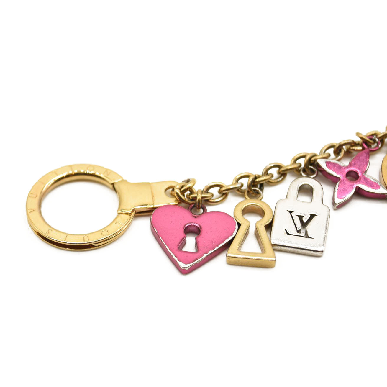 LOUIS VUITTON Love Lock Heart Key Chain Bag Charm