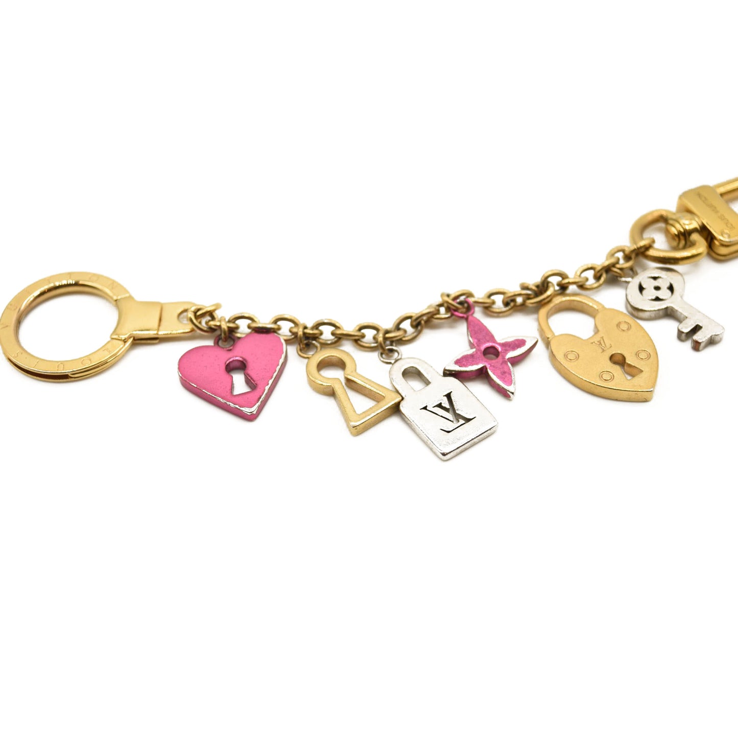 LOUIS VUITTON Love Lock Heart Key Chain Bag Charm