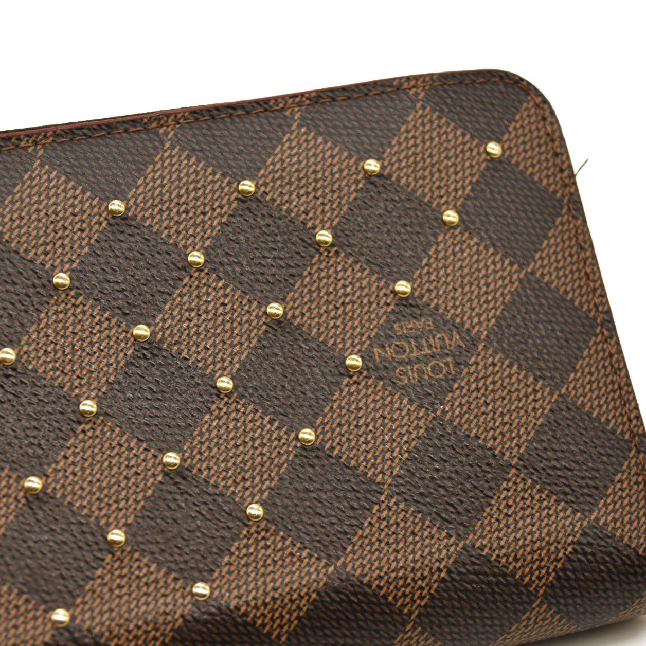 LOUIS VUITTON  Damier Ebene Studded Zippy Wallet Cherry MI1148