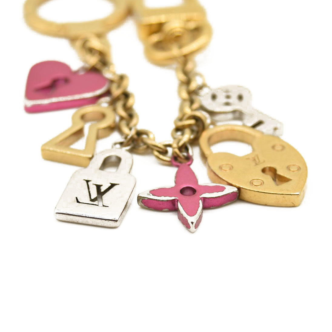 LOUIS VUITTON Love Lock Heart Key Chain Bag Charm