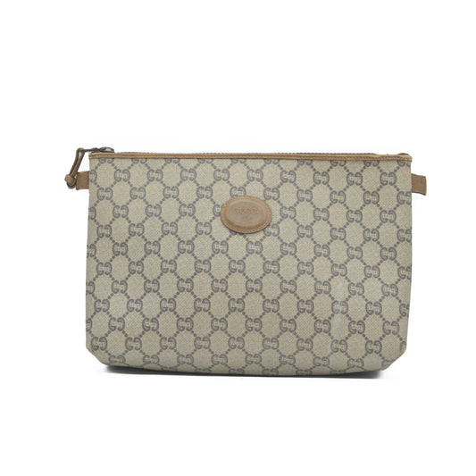 $880 Gucci GG Gucci Plus PVC Leather Pouch Clutch Bag