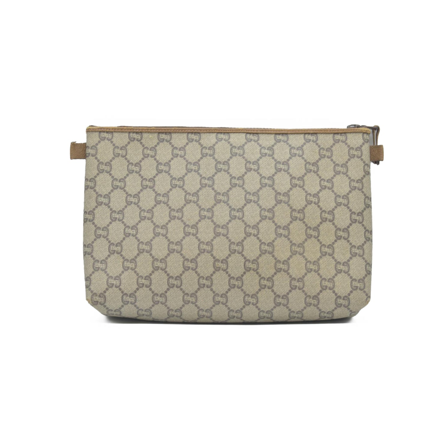 $880 Gucci GG Gucci Plus PVC Leather Pouch Clutch Bag
