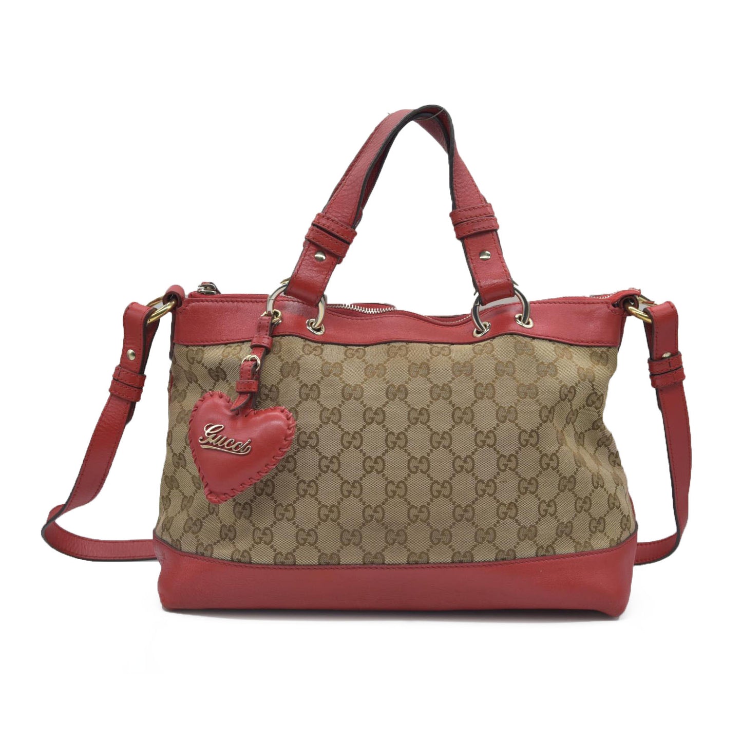 $1980 Gucci Monogram Signature GG Valentine Tote Red
