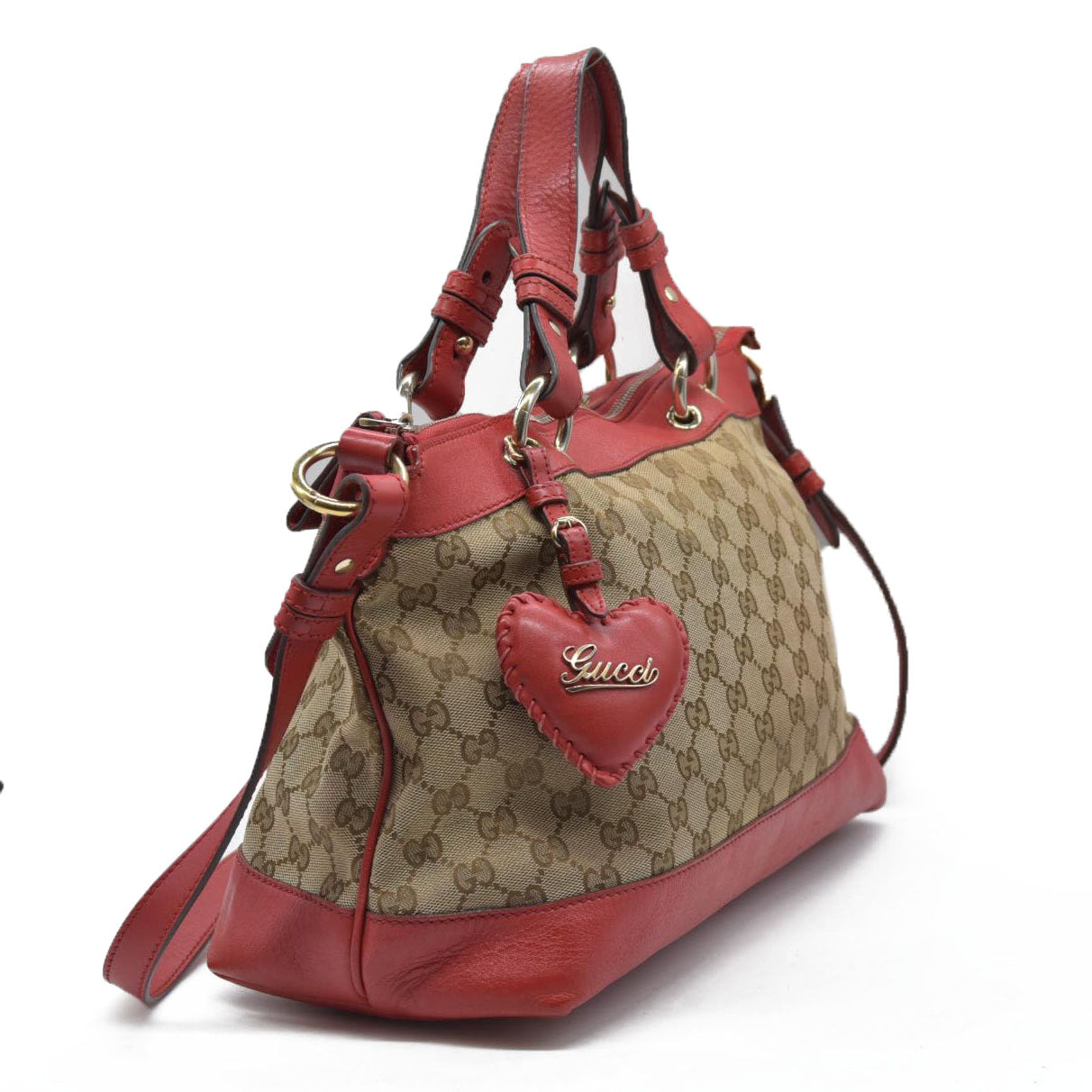 $1980 Gucci Monogram Signature GG Valentine Tote Red