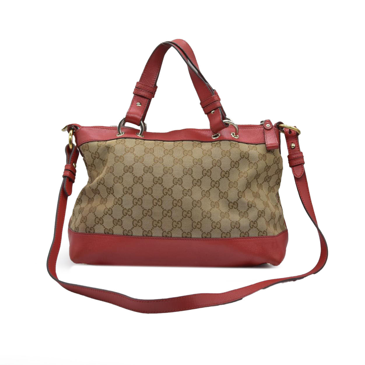 $1980 Gucci Monogram Signature GG Valentine Tote Red