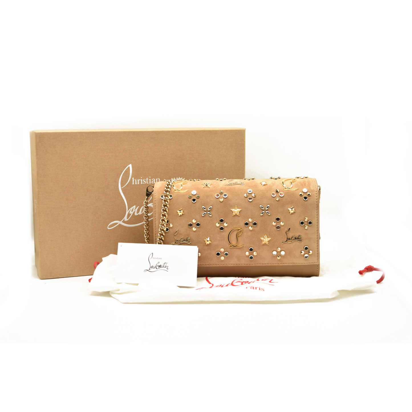 Christian Louboutin Paloma Suede Loubinthesky Lionne Crossbody Clutch