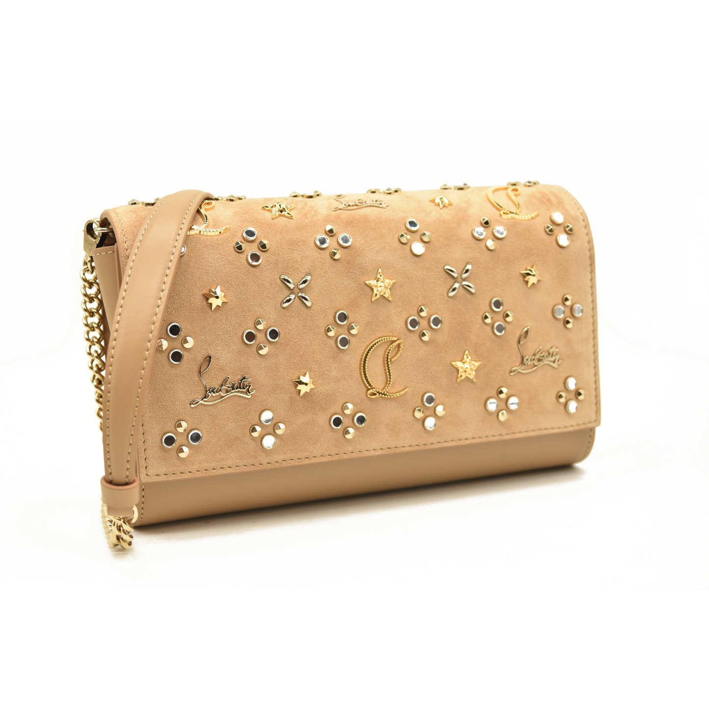 Christian Louboutin Paloma Suede Loubinthesky Lionne Crossbody Clutch