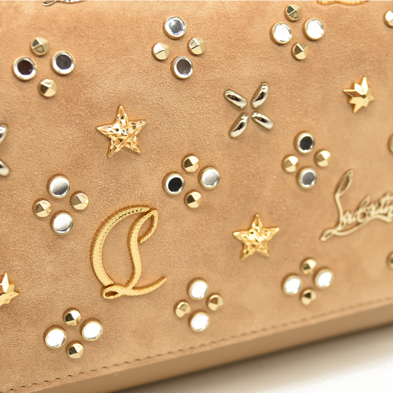 Christian Louboutin Paloma Suede Loubinthesky Lionne Crossbody Clutch