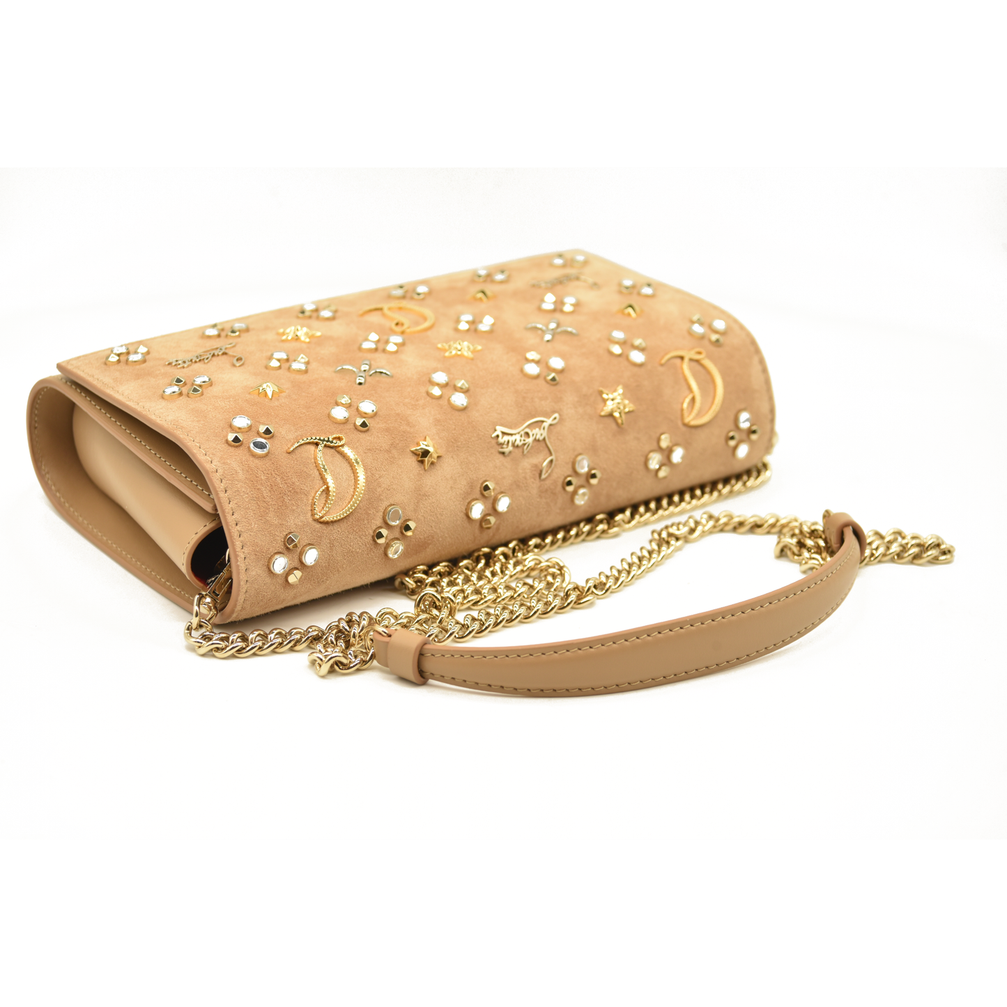 Christian Louboutin Paloma Suede Loubinthesky Lionne Crossbody Clutch