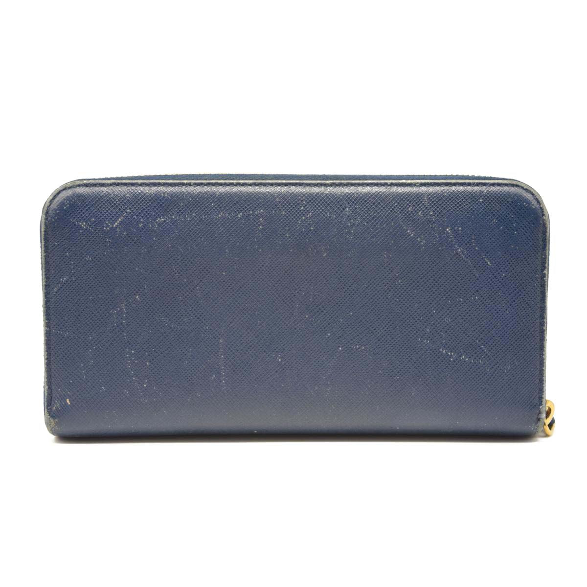 PRADA Saffiano Metal Continental Zippy Zip Around Wallet Blue