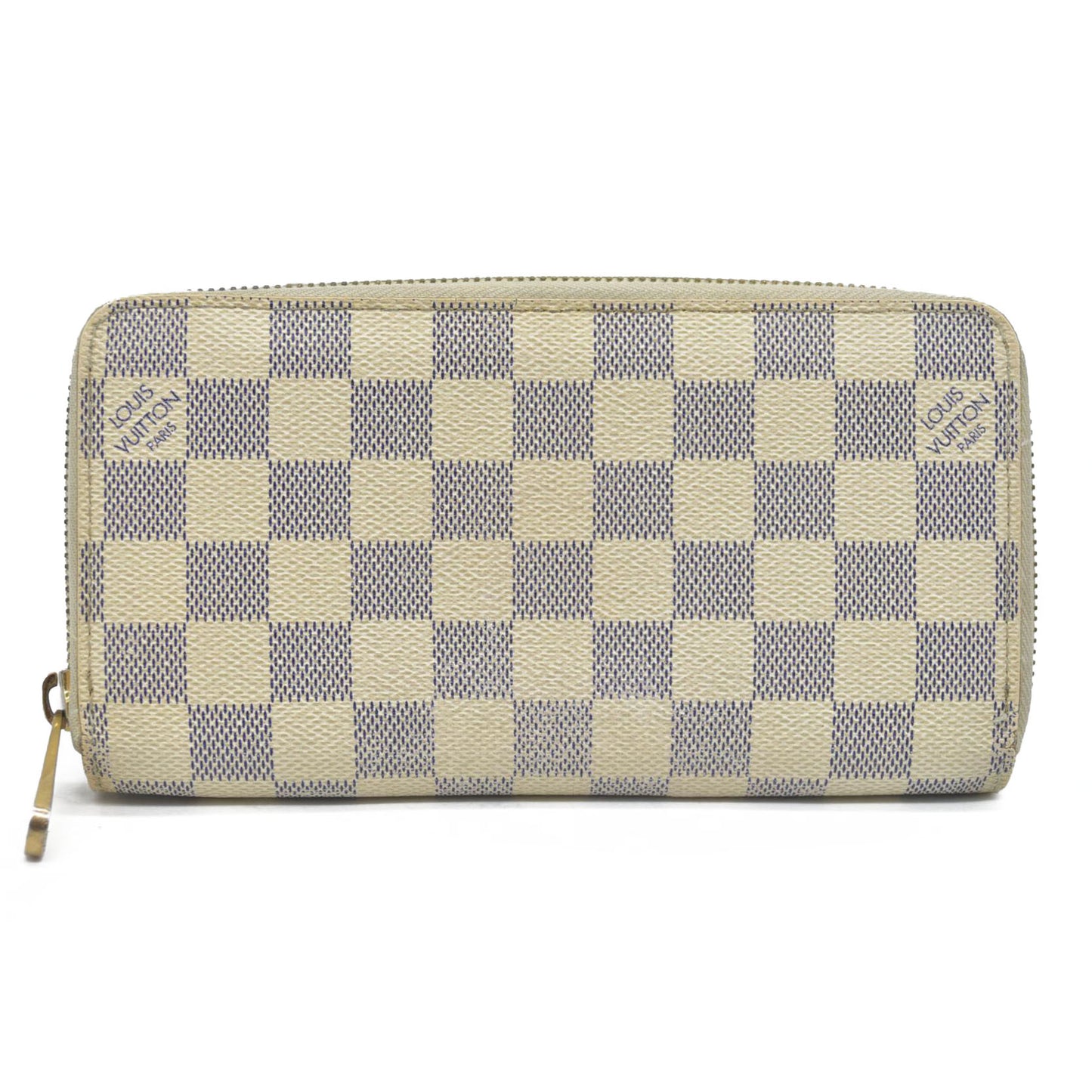 AUCTION $915 Louis Vuitton Damier Azur Zippy Zip Around Long Wallet Purse White CA4058