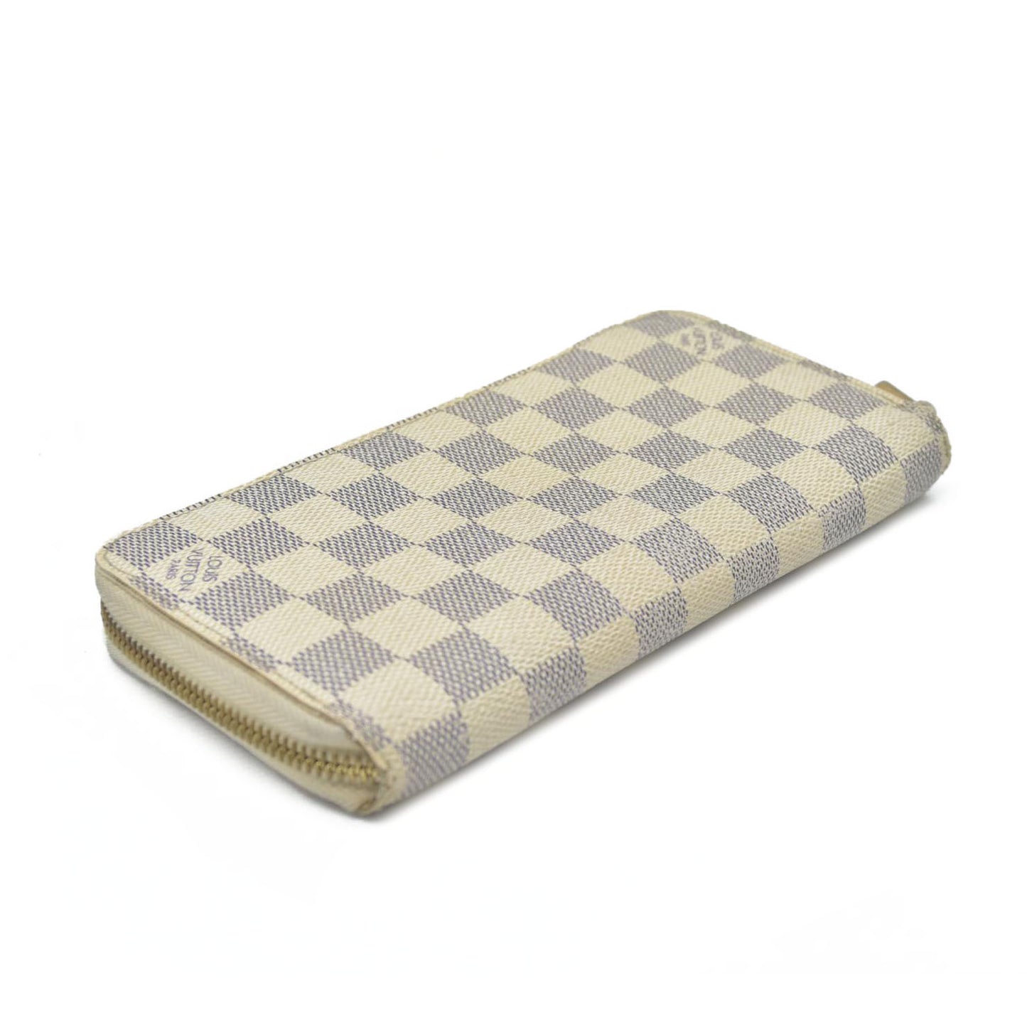 AUCTION $915 Louis Vuitton Damier Azur Zippy Zip Around Long Wallet Purse White CA4058